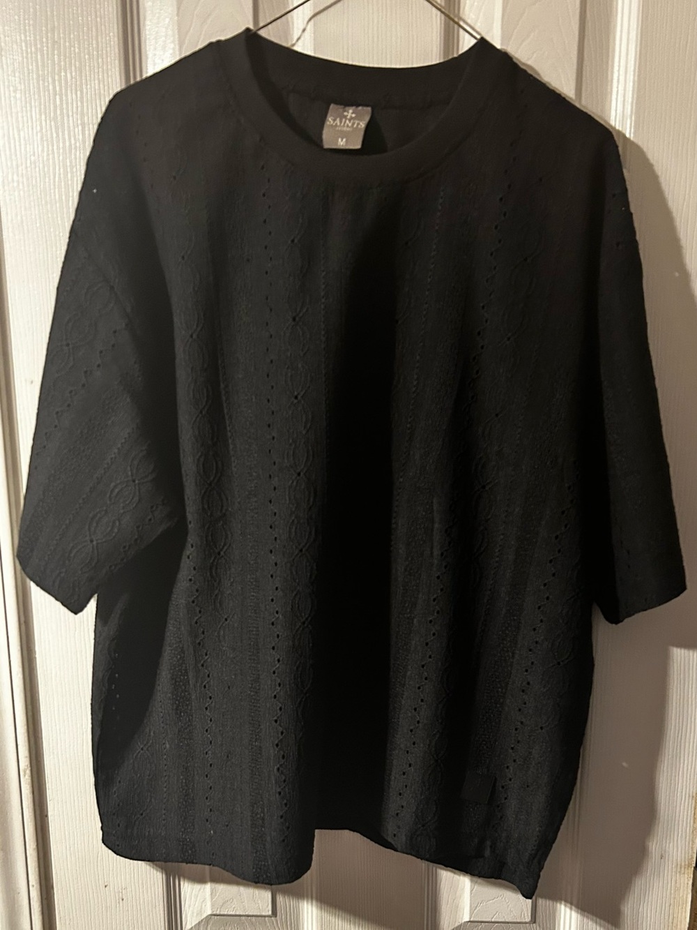 Saints Studio Black Short-Sleeve Knit Shirt - Men's Medium